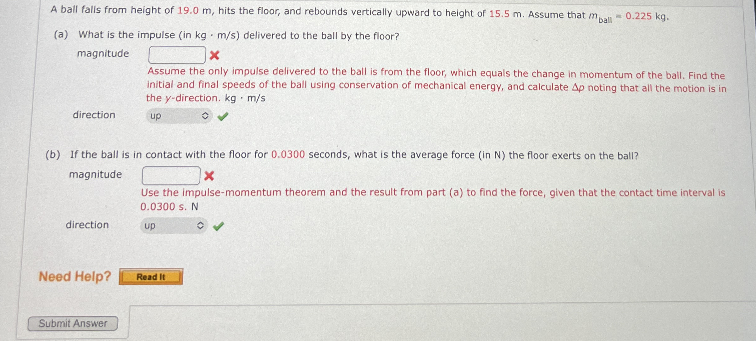 A ball falls from height of 1 9 . 0 m , hits the