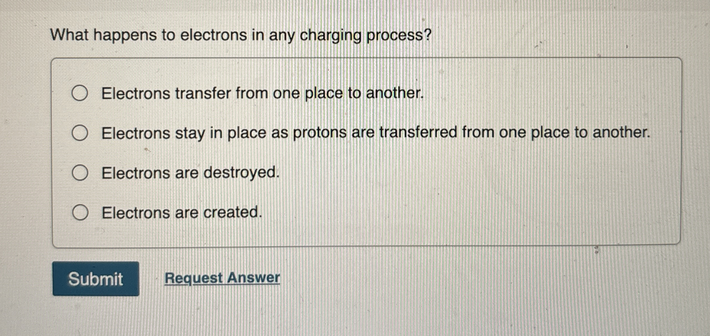 What happens to electrons in any charging