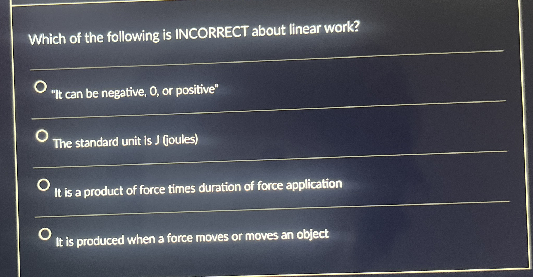 Which of the following is INCORRECT about linear