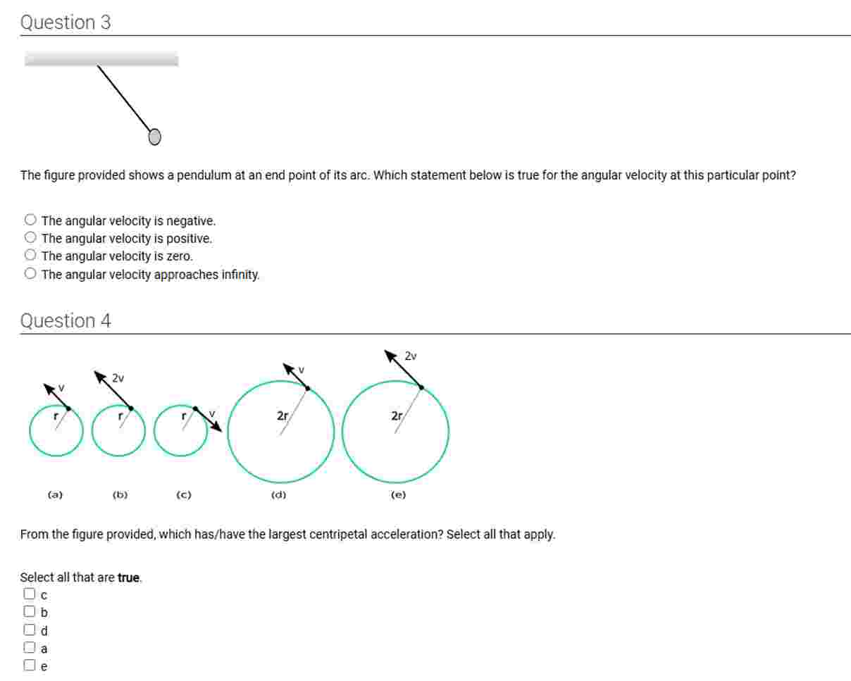 3 . The figure provided shows a pendulum at an
