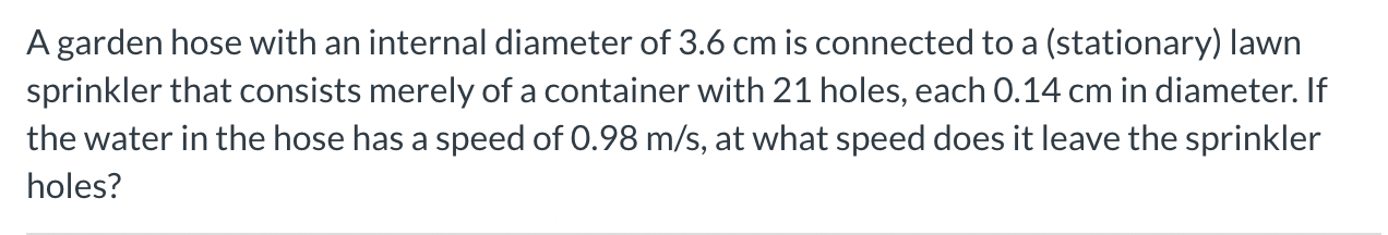 A garden hose with an internal diameter of 3 . 6