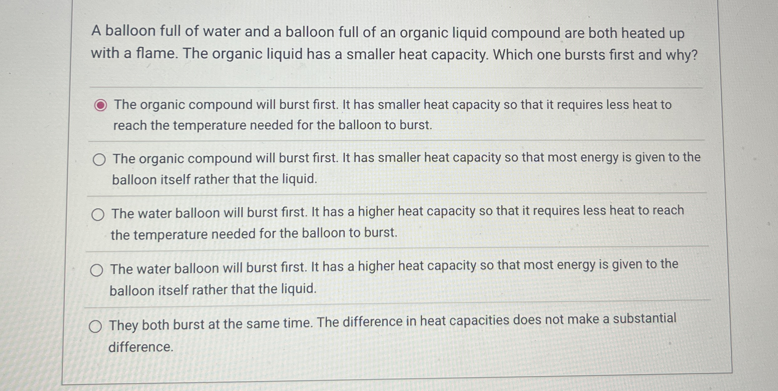 A balloon full of water and a balloon full of an