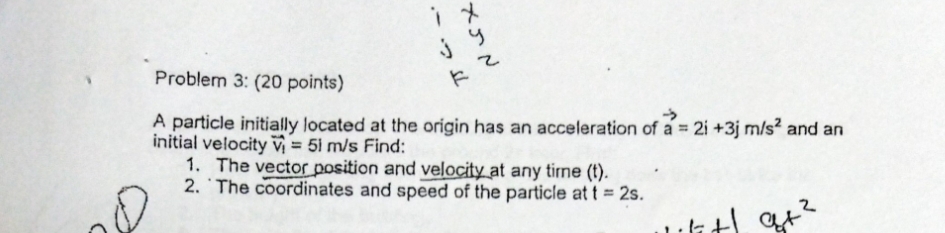 Problem 3 : ( 2 0 points ) A particle initially