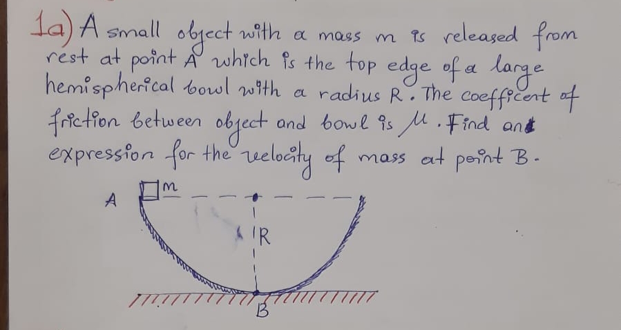 1 a ) A small object with a mass m is released