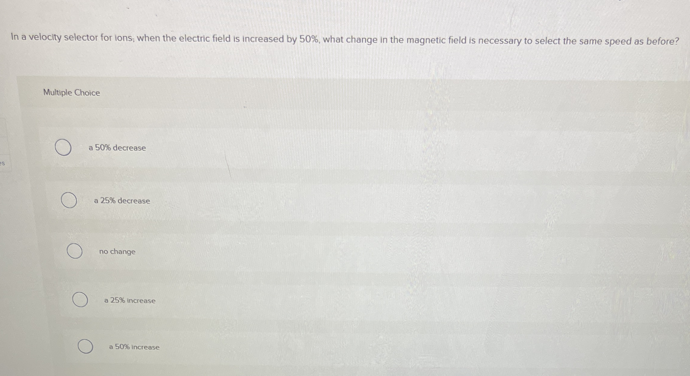 In a velocity selector for ions; when the