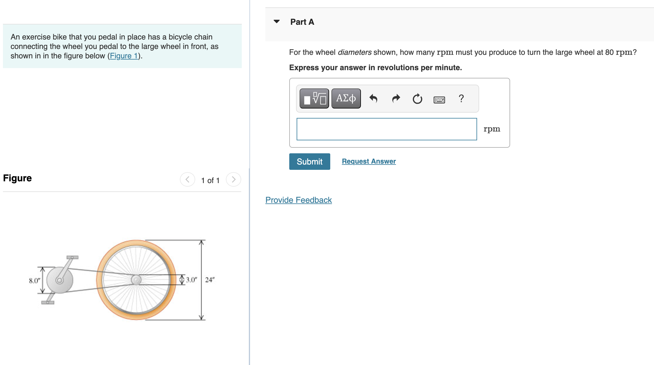 An exercise bike that you pedal in place has a