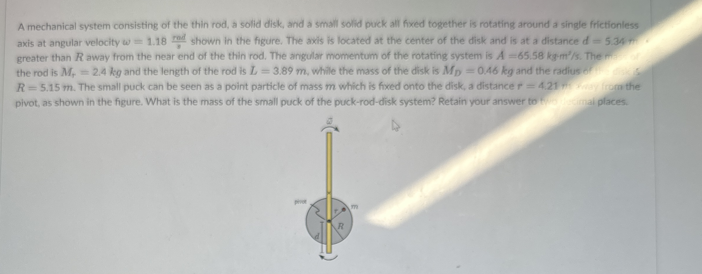 A mechanical system consisting of the thin rod, a