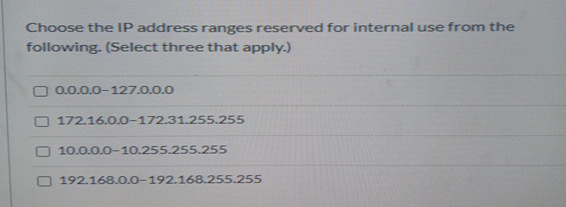 Choose the IP address ranges reserved for