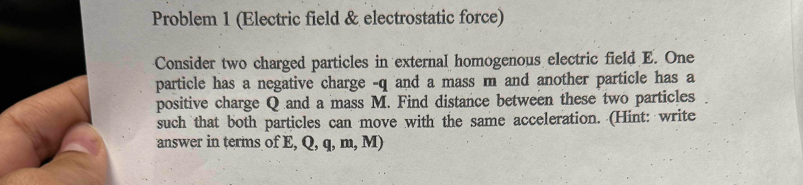 Problem 1 ( Electric field & electrostatic force