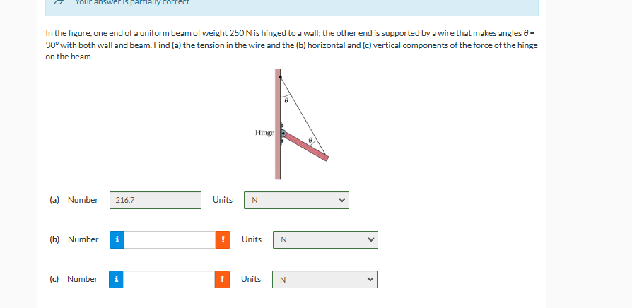 In the figure, one end of a uniform beam of