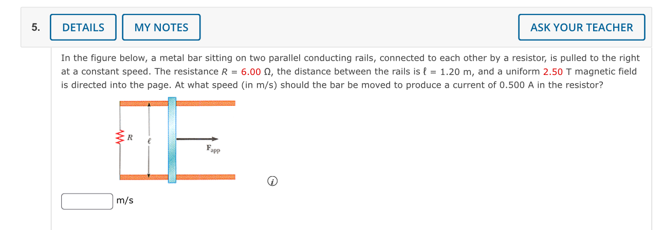 In the figure below, a metal bar sitting on two
