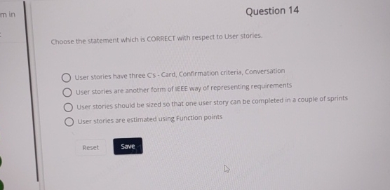 Question 1 4 Choose the statement which is