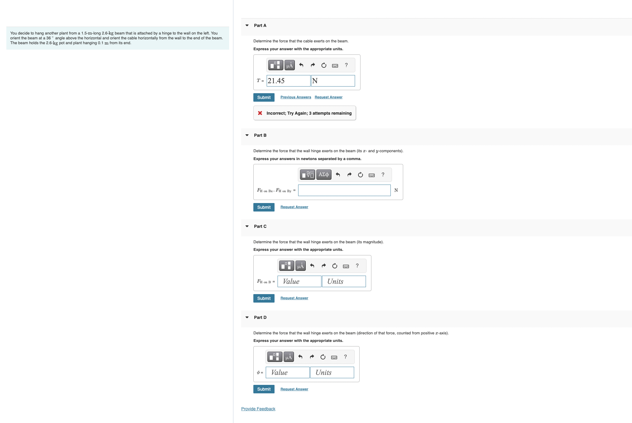 You decide to hang another plant from a \ ( 1 . 5