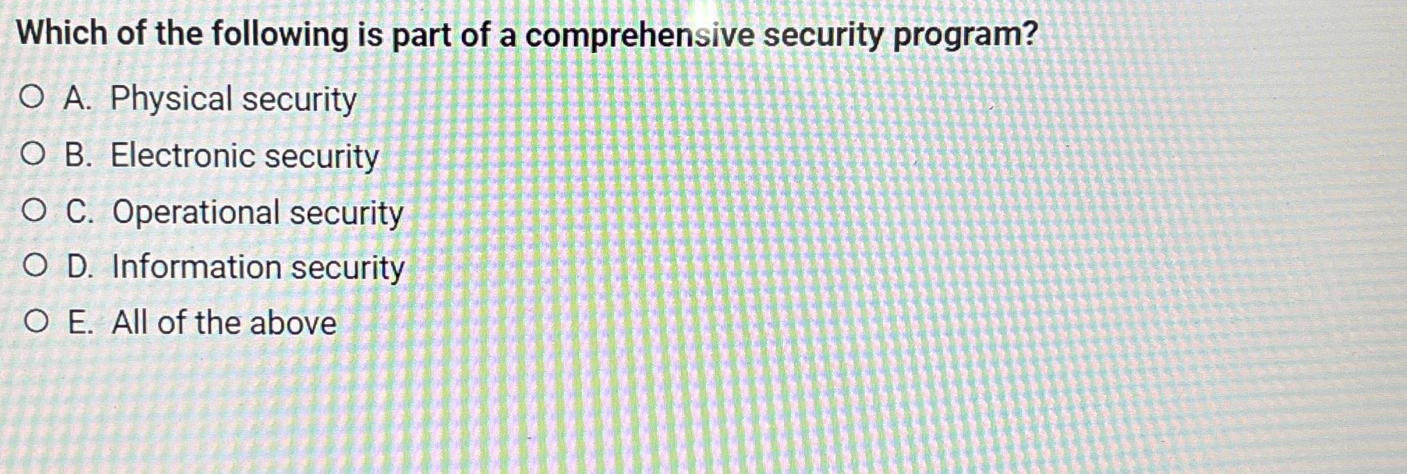 Which of the following is part of a comprehensive