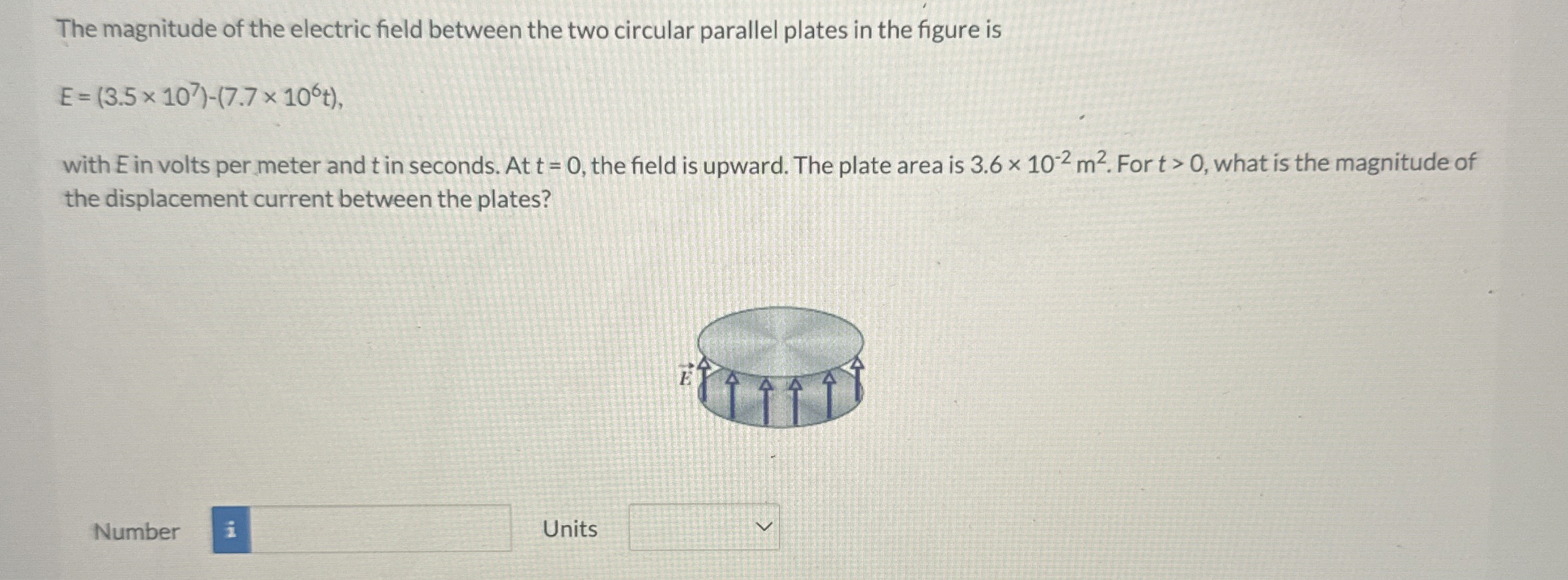 The magnitude of the electric field between the
