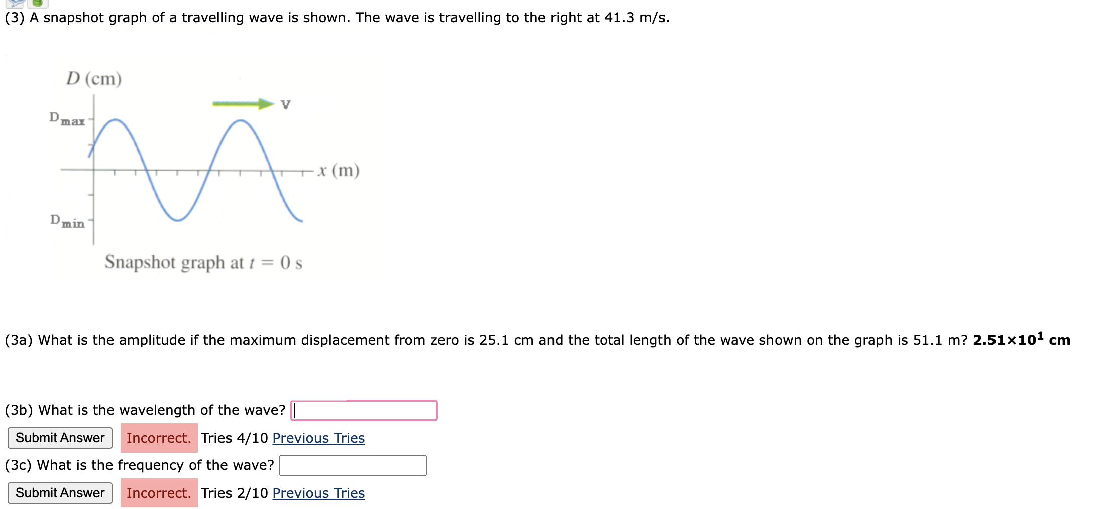 ( 3 ) A snapshot graph of a travelling wave is