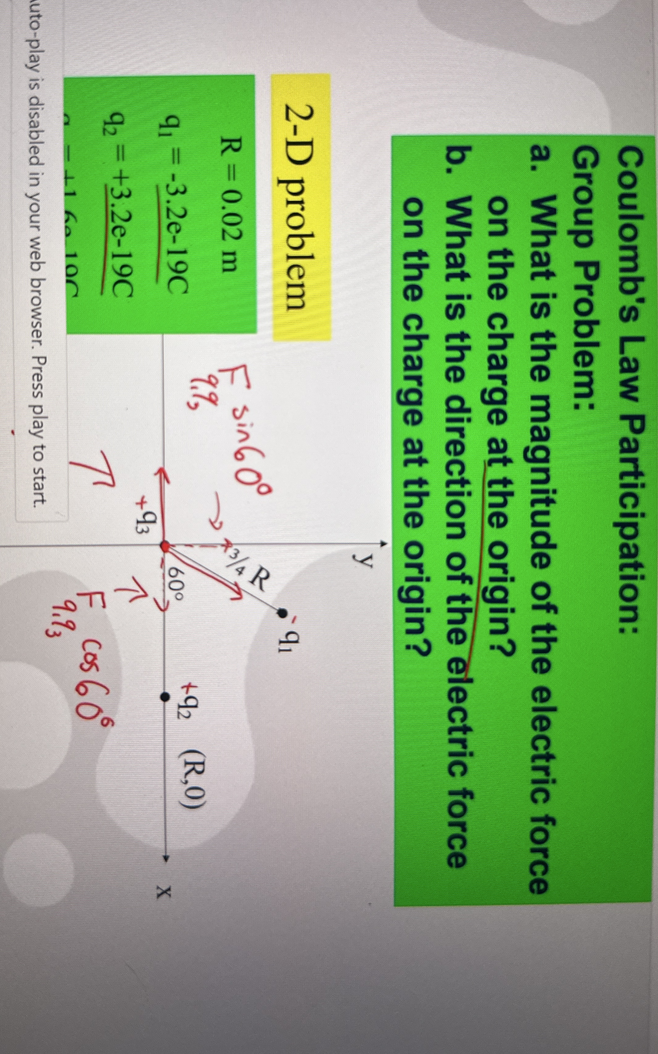 Coulomb's Law Participation: Group Problem: a .
