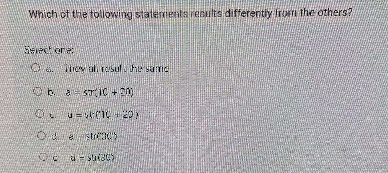 Which of the following statements results