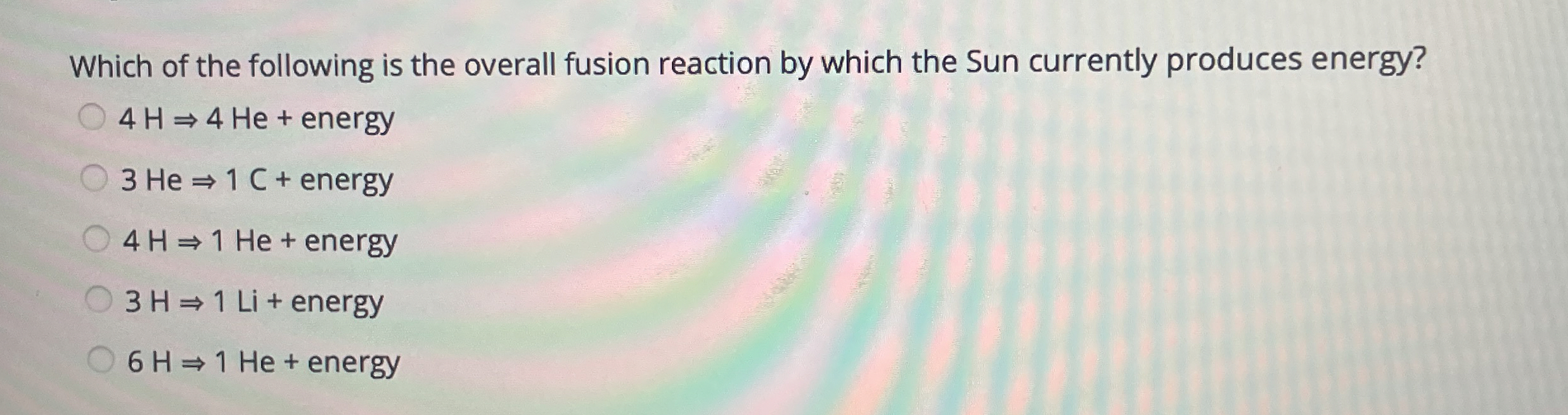 Which of the following is the overall fusion