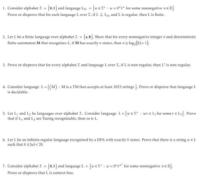 Consider alphabet = { 0 , 1 } and language L 0 1