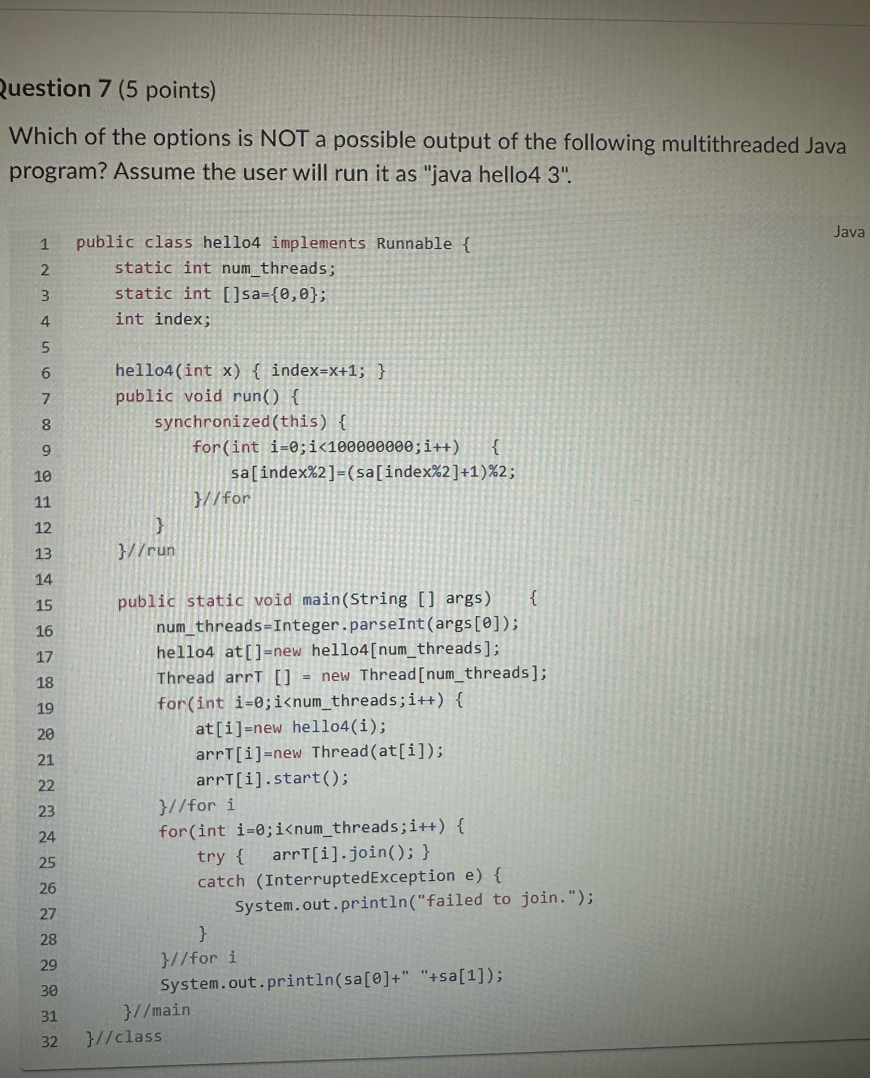 { uestion 7 ( 5 points ) Which of the options is