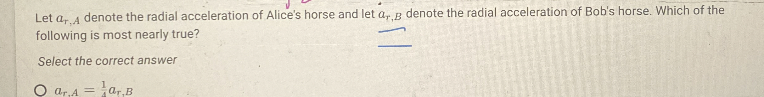 Let a r , A denote the radial acceleration of