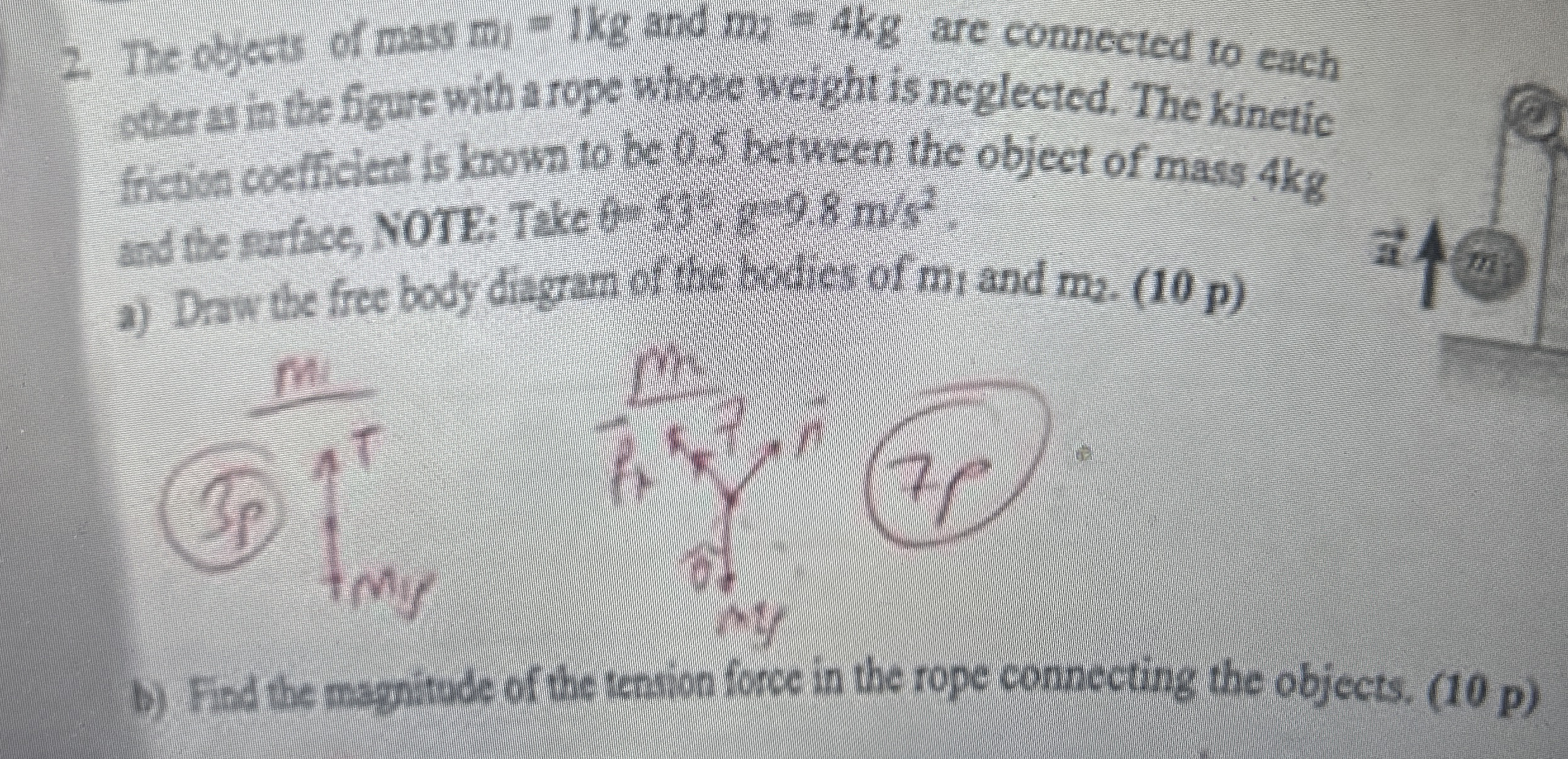 The Object if mass m 1 = 1 k g and m 2 = 4 k g