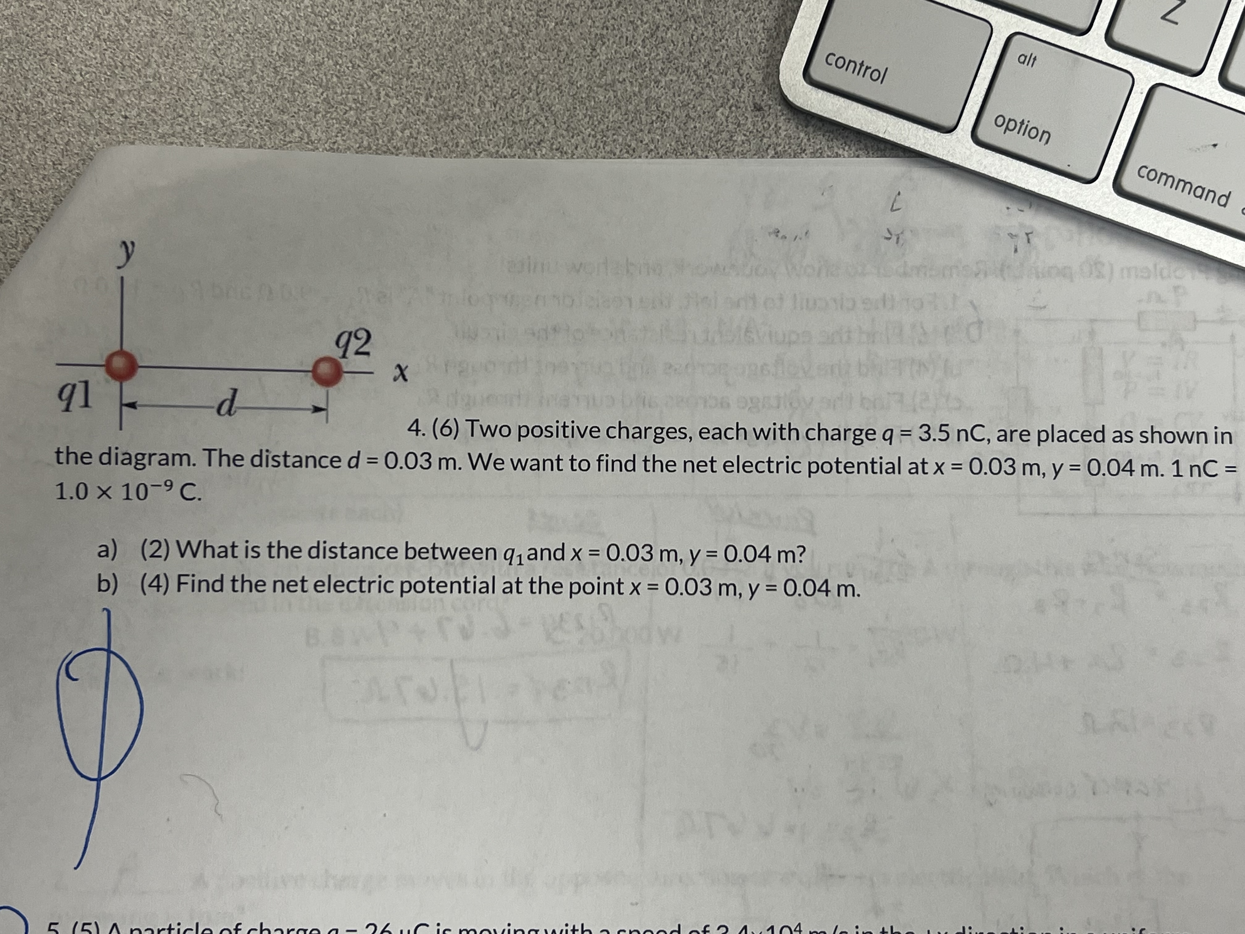 ( 6 ) Two positive charges, each with charge q =