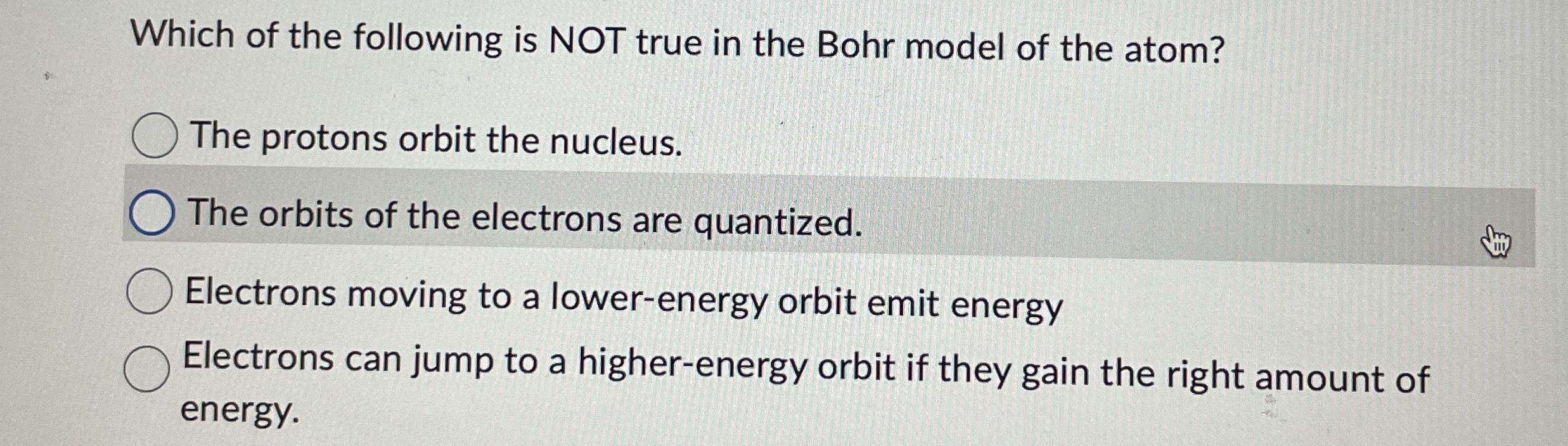 Which of the following is NOT true in the Bohr