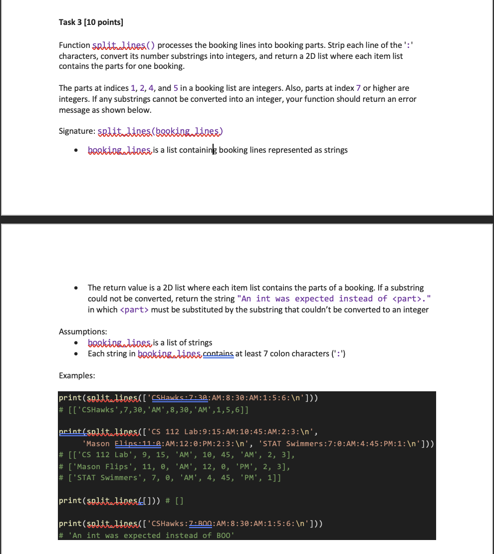 Task 3 [ 1 0 points ] Function splithalines ( )