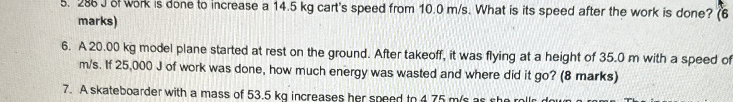 A 2 0 . 0 0 kg model plane started at rest on the