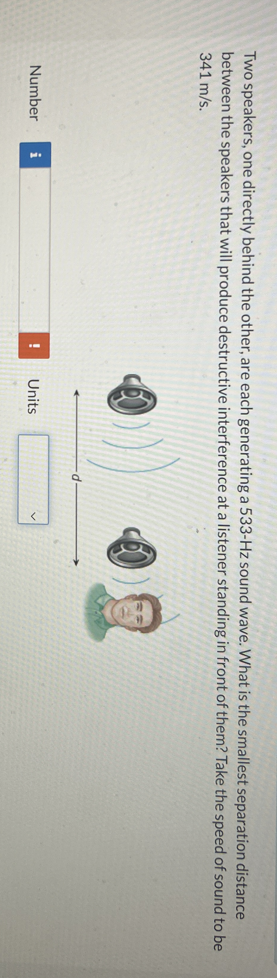 Two speakers, one directly behind the other, are