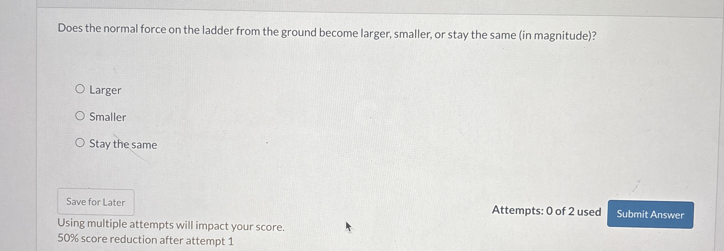 Does the normal force on the ladder from the