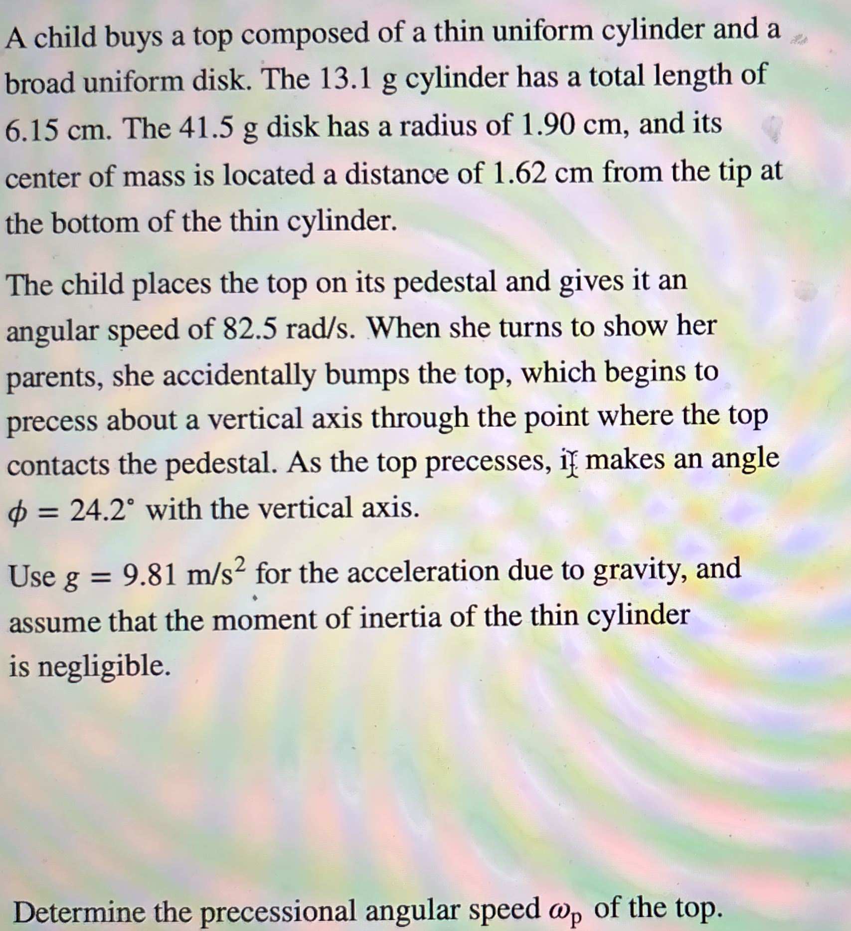 A child buys a top composed of a thin uniform