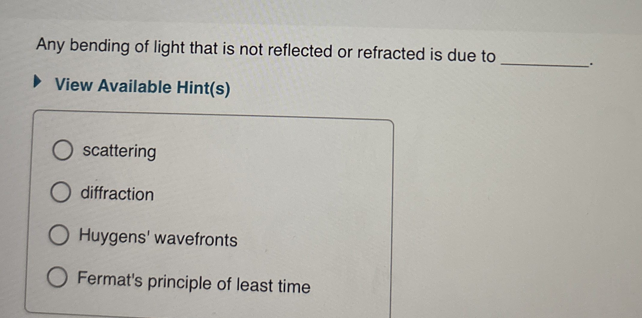 Any bending of light that is not reflected or