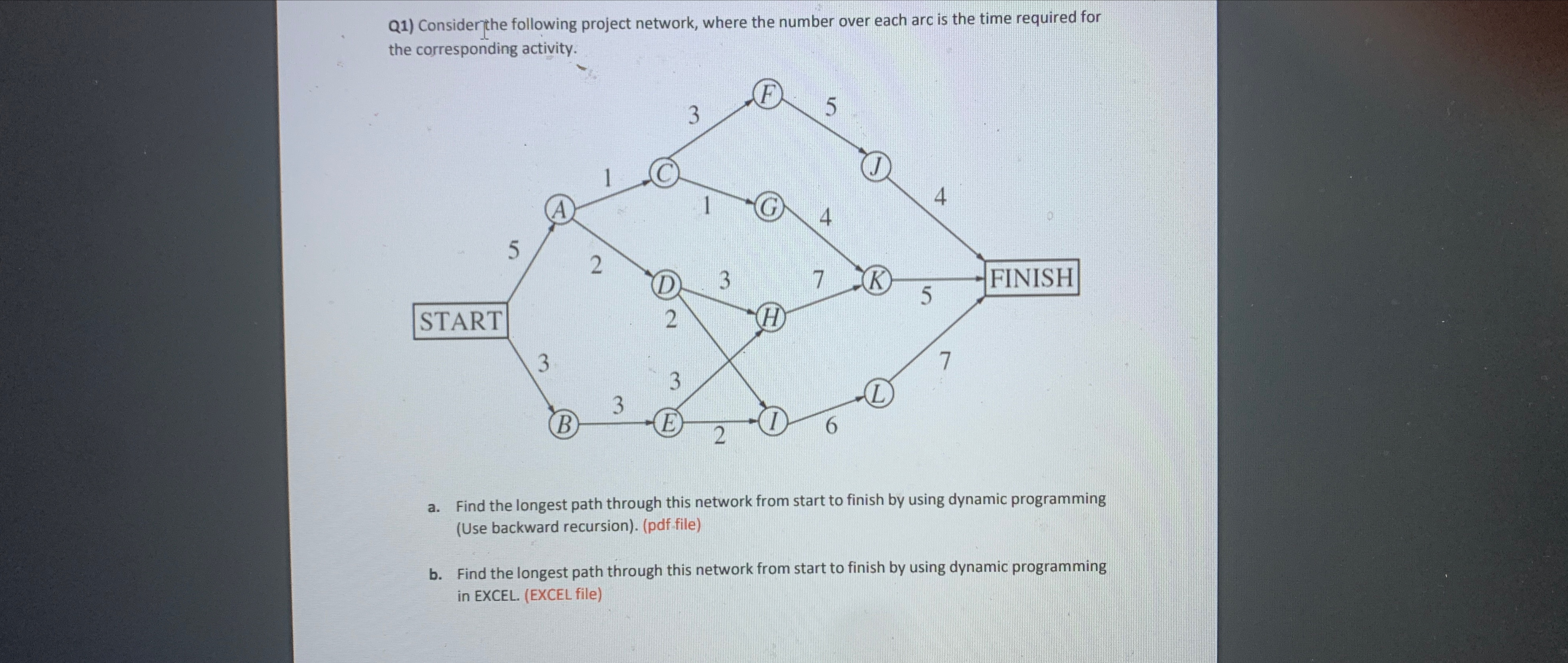 Q 1 ) Considerthe following project network,