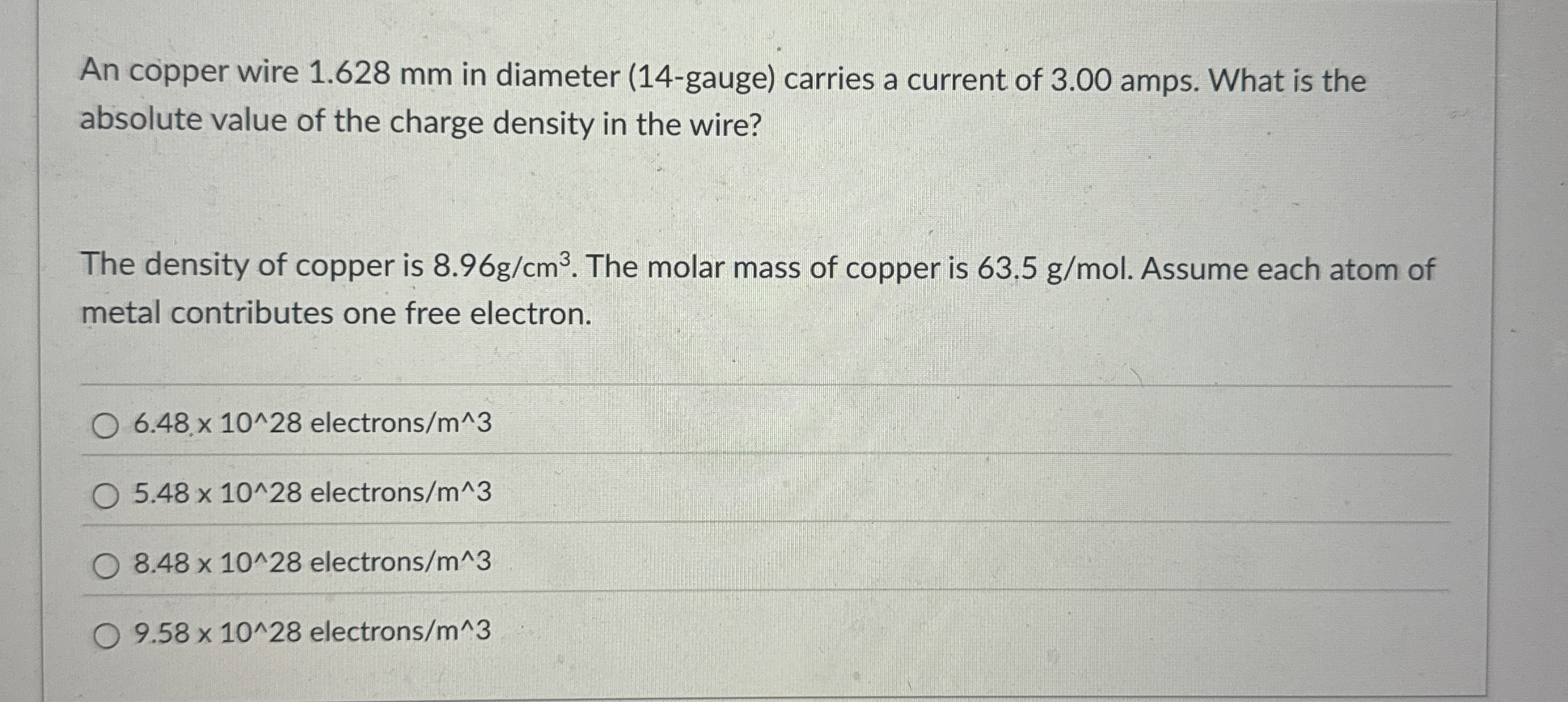 An copper wire 1 . 6 2 8 mm in diameter ( 1 4 -
