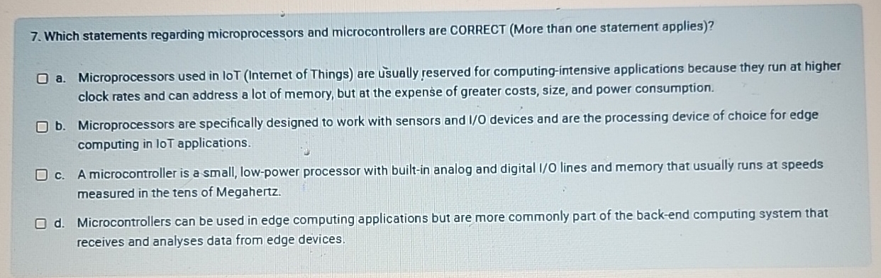 Which statements regarding microprocessors and