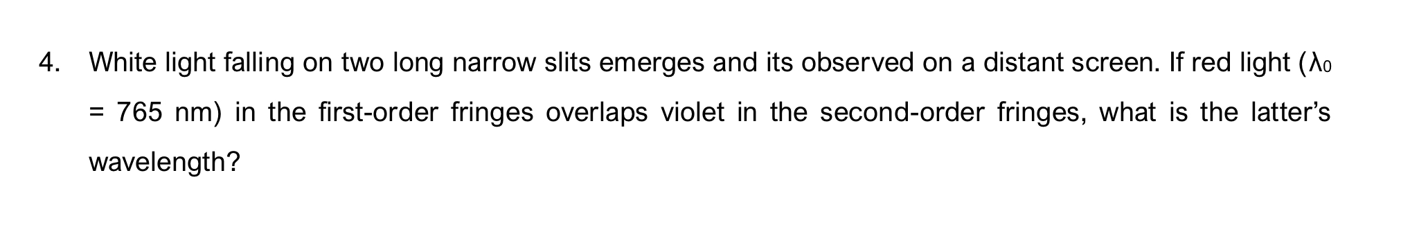 White light falling on two long narrow slits