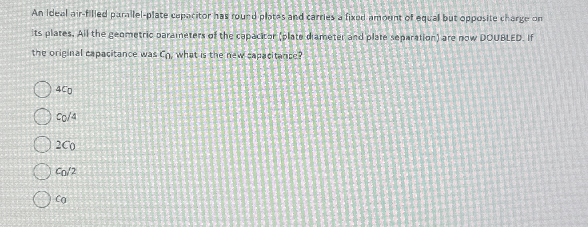 An ideal air - filled parallel - plate capacitor