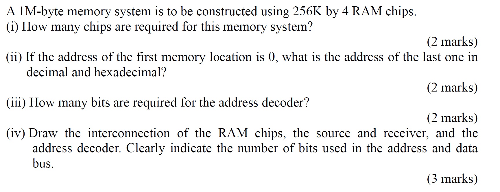 A 1 M - byte memory system is to be constructed