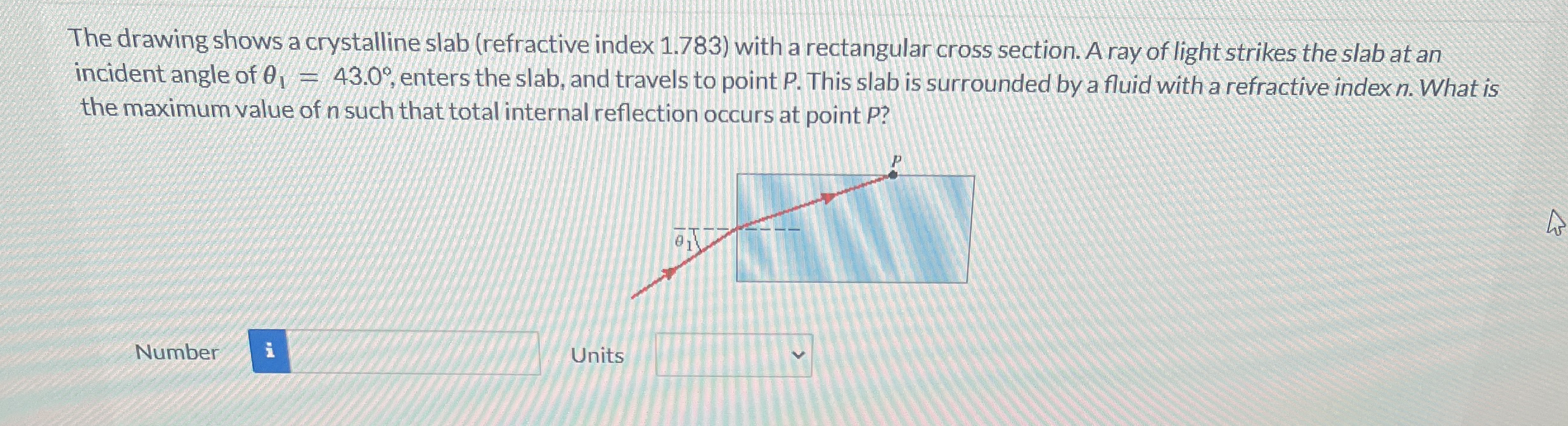 The drawing shows a crystalline slab ( refractive