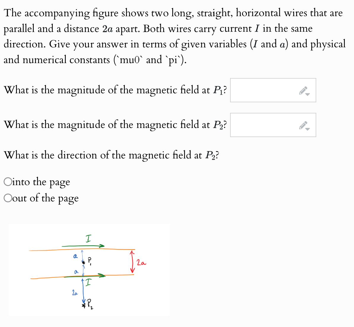 The accompanying figure shows two long, straight,