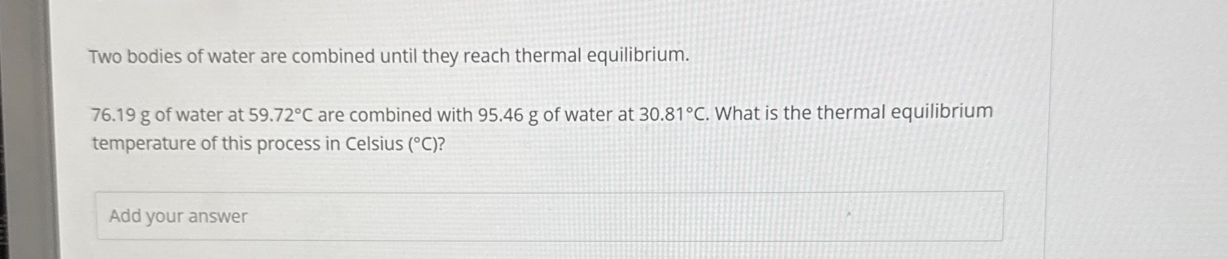 Two bodies of water are combined until they reach