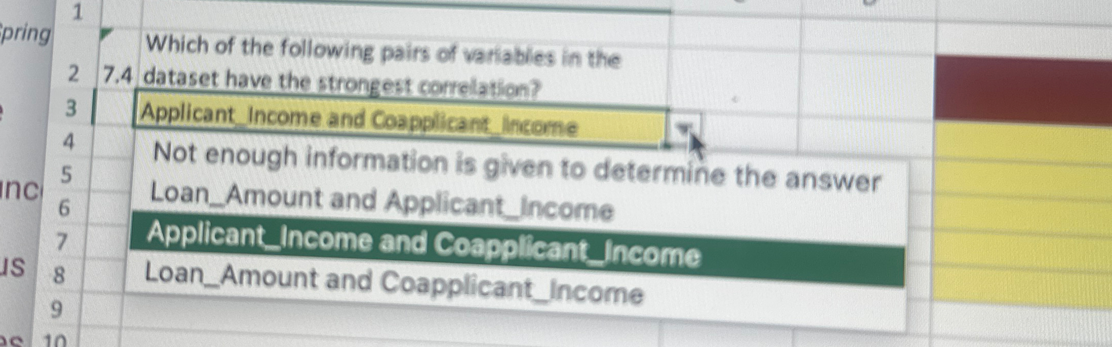 Which of the following pairs of variables in the