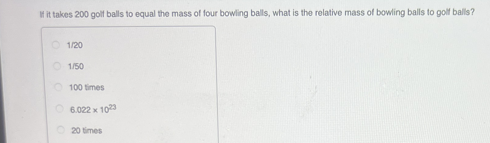 If it takes 2 0 0 golf balls to equal the mass of
