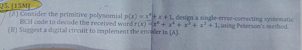 ( A ) Consider the primitive polynomial p ( x ) =