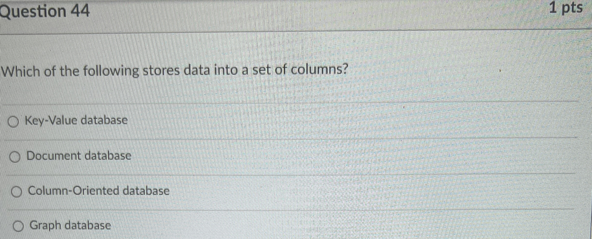 Question 4 4 1 pts Which of the following stores