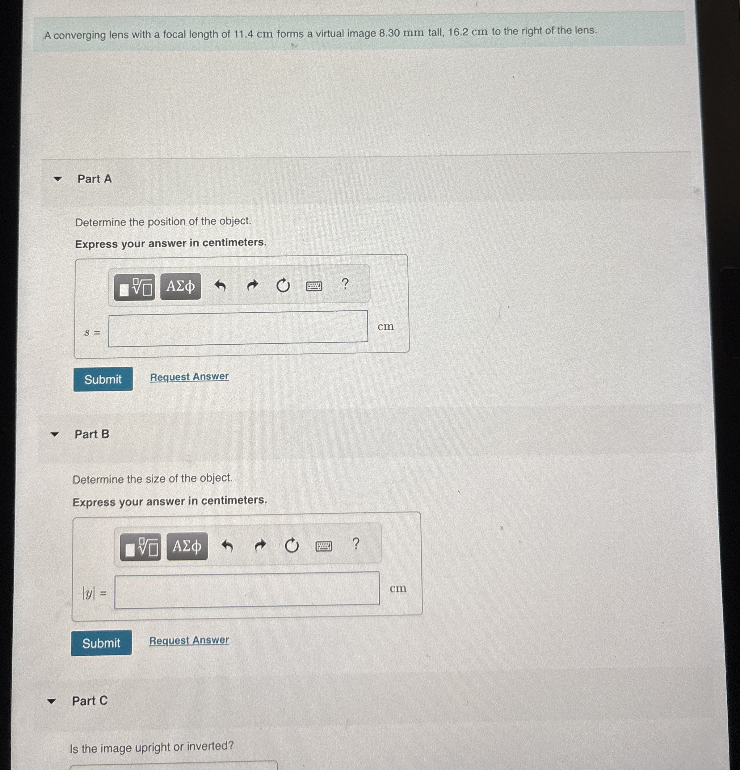 A converging lens with a focal length of 1 1 . 4