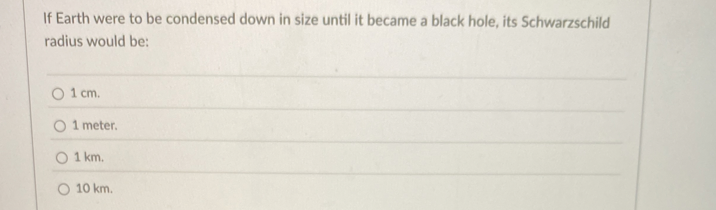 If Earth were to be condensed down in size until